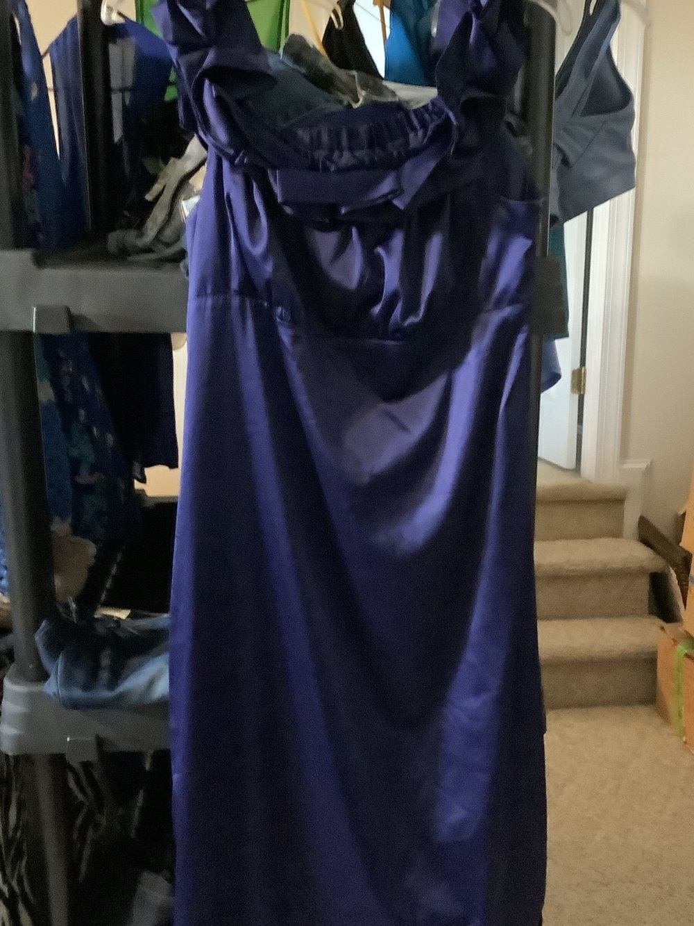 The Limited Satin Midi Dress in Deep blue